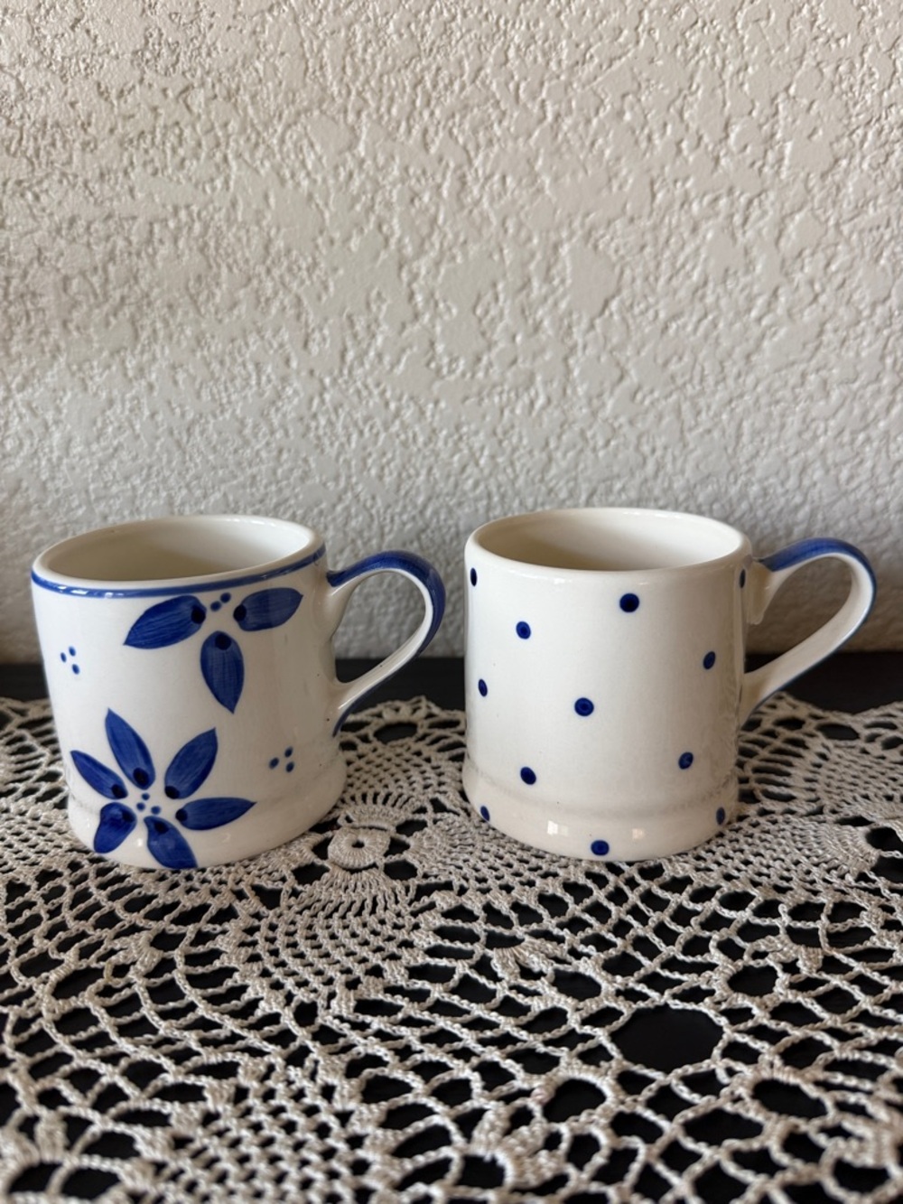 Whittard of Chelsea Tea Clipper Handpainted Blue Ecru Mug Set